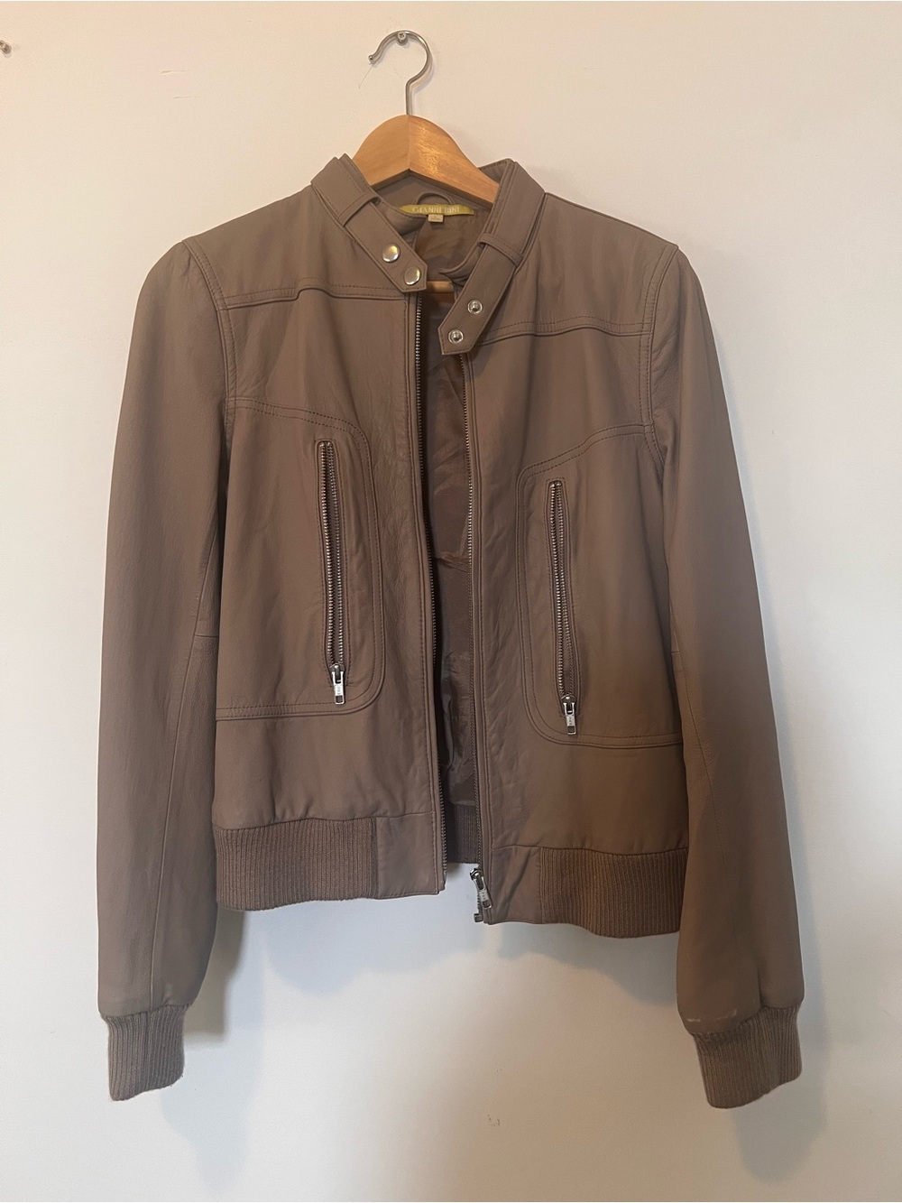 Gianni Bini Women’s Light Taupe leather Jacket